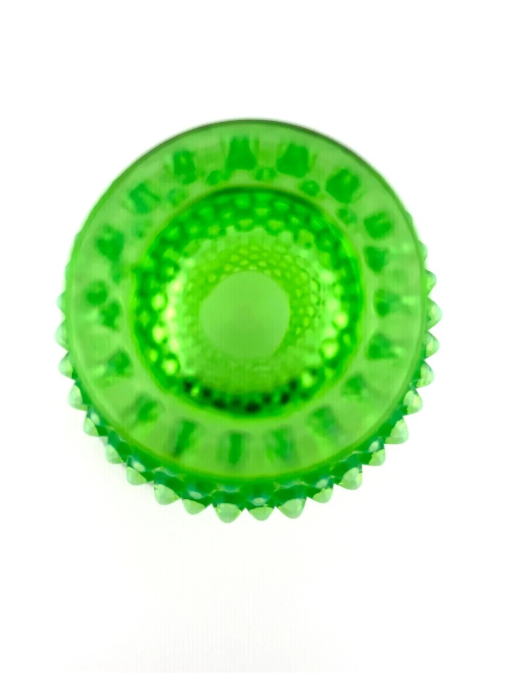 Vintage Fenton Green Opalescent Hobnail Uranium Glass Bud Vase